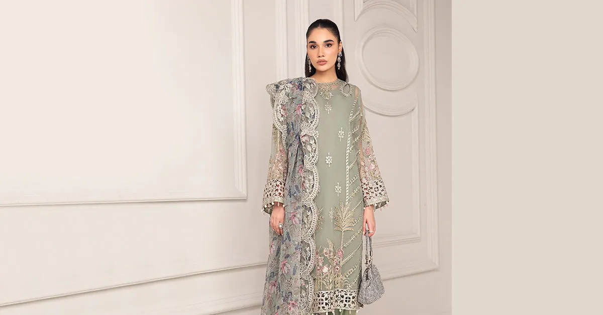 3 Piece Embroidered Organza Suit | SF-EF24-12