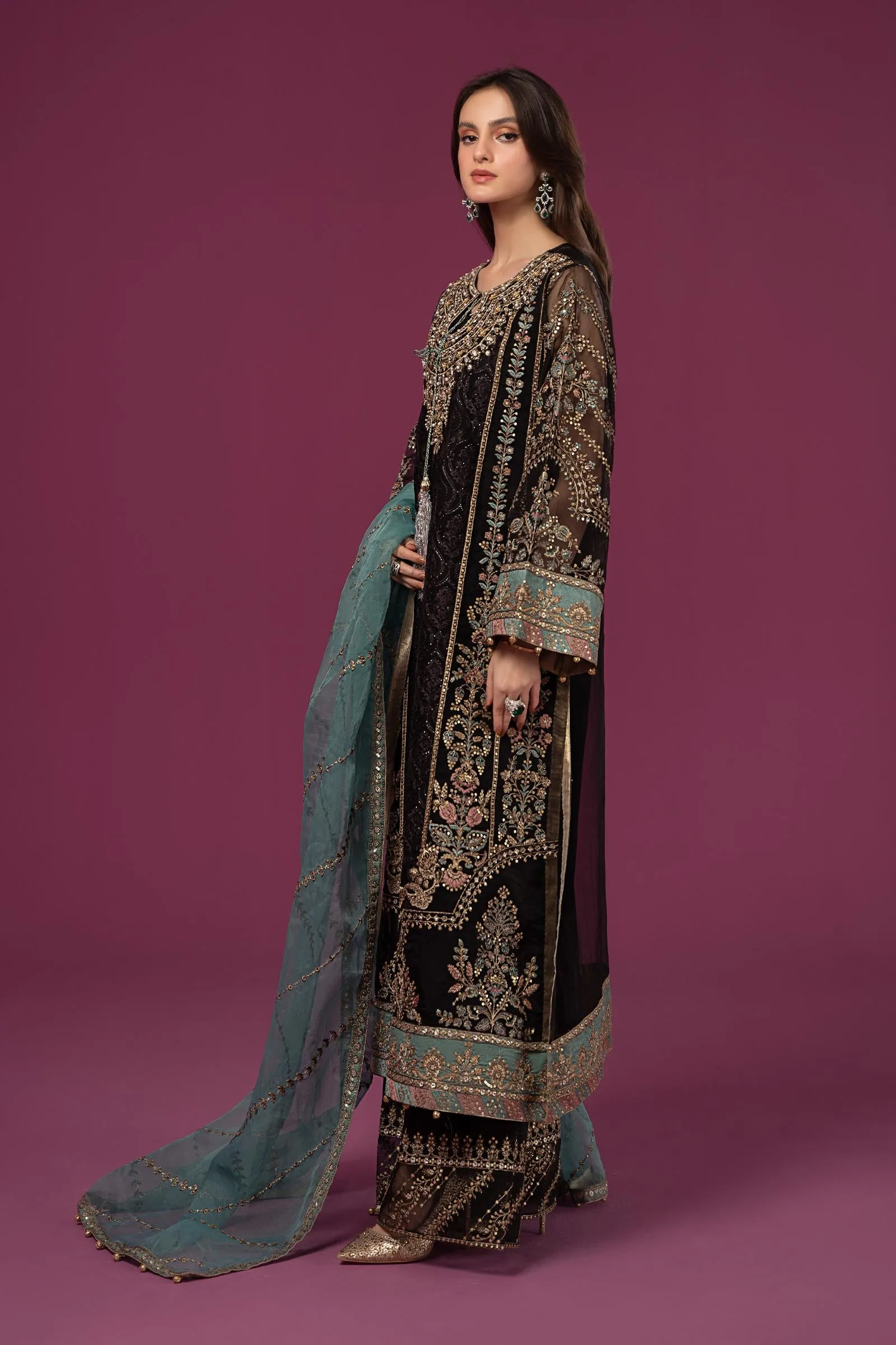 3 Piece Embroidered Organza Suit | SF-EF24-46