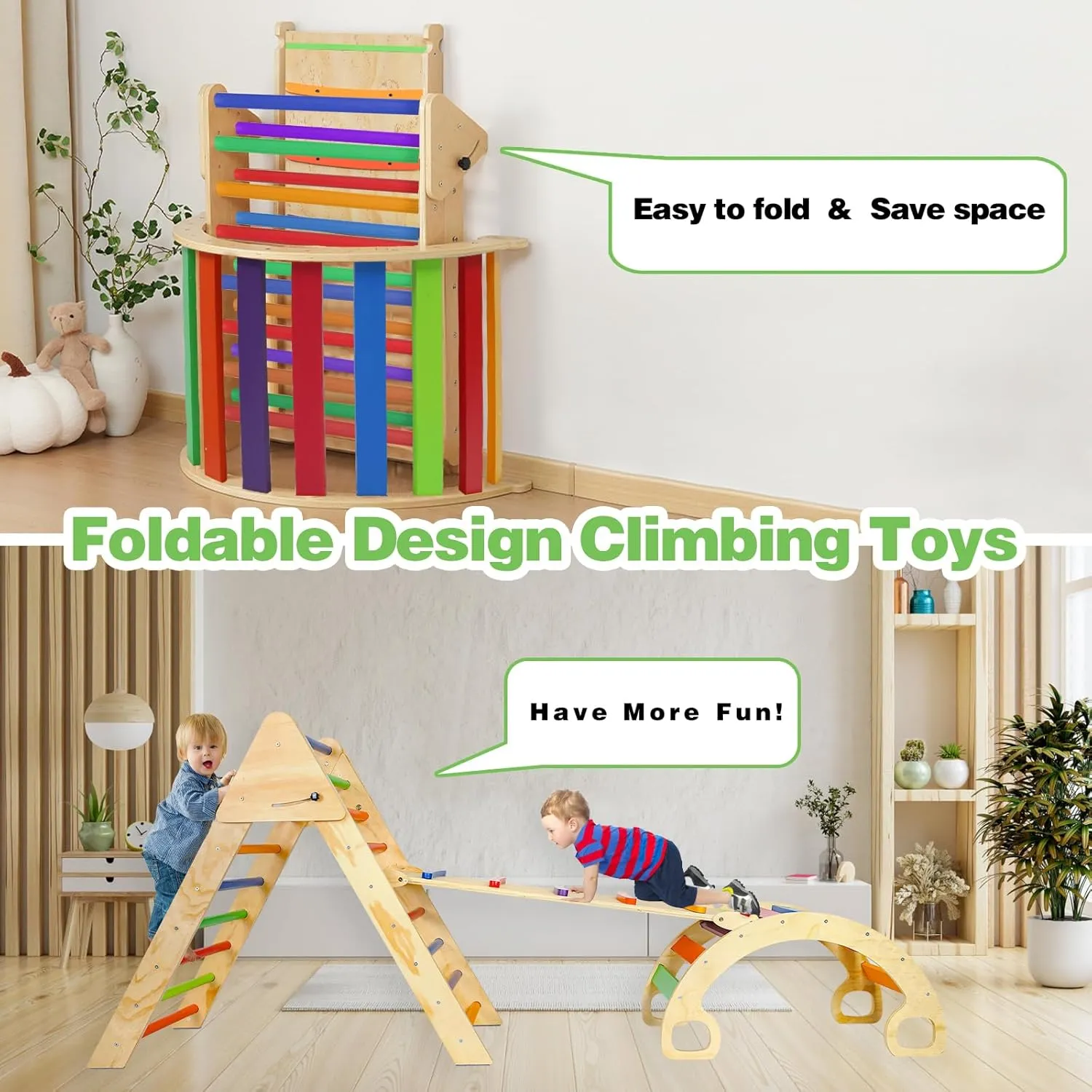 7-in-1  Triangle Set Play Set : Foldable Ladder, Ramp, & Arch Rocker for Toddlers 1-6