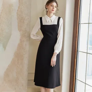 A-line Black Dress with Square Neck