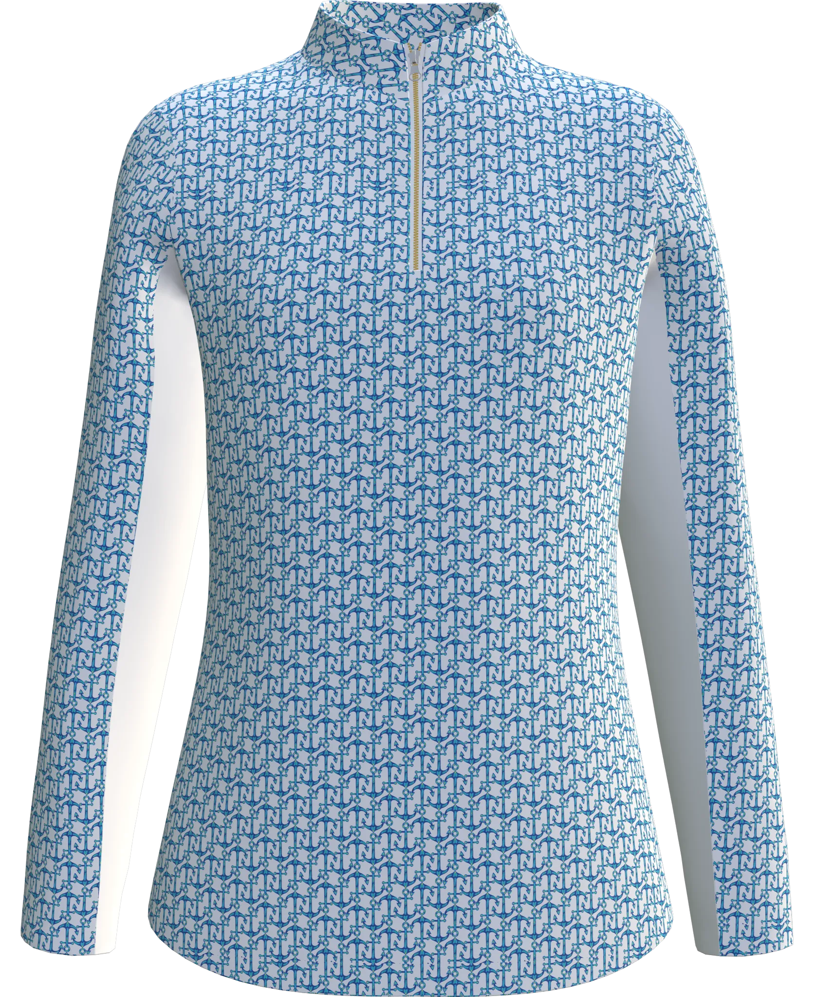 AB SPORT Women's Anchor Print Long Sleeve Sun Shirt LS01-ANCHOR_1A