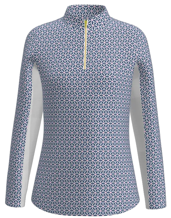 AB SPORT Women's Geo Print Long Sleeve Sun Shirt LS01-GEO2NVLP