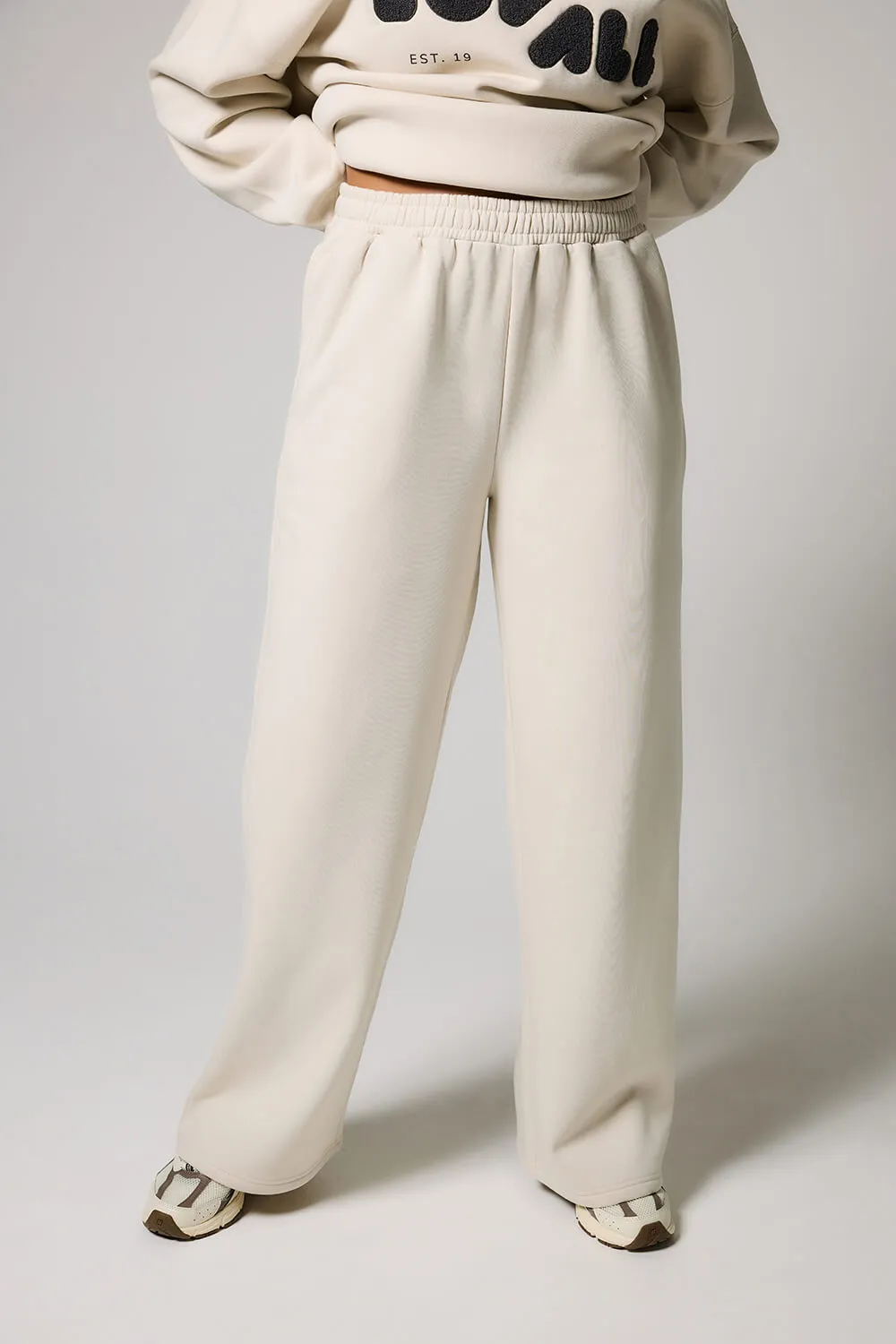 Organic Ecru Wide Leg Jogger for All Seasons