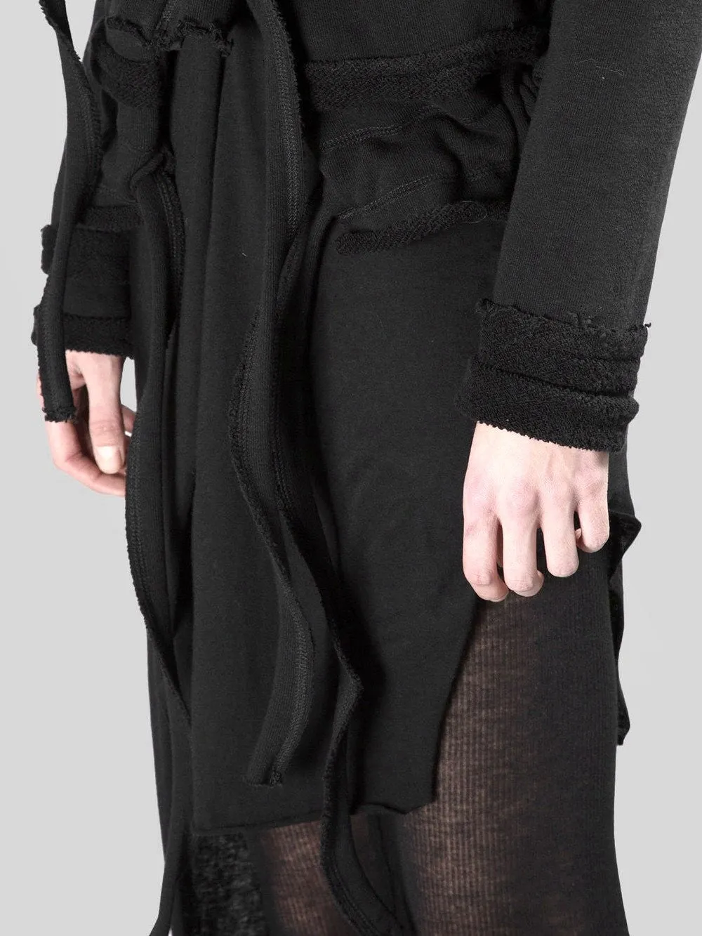 Asymmetric Raw Cut Cropped Double Look Hoodie, Full Zip Top -BB124