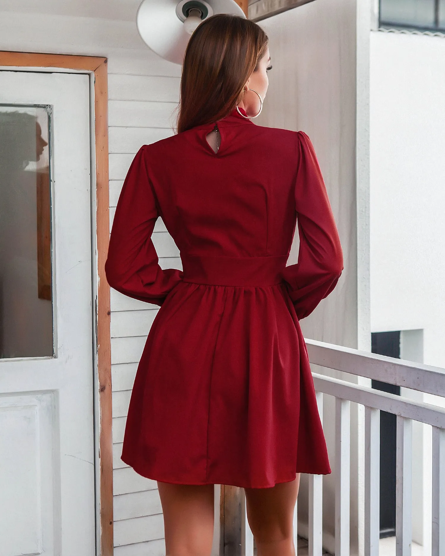 Autumn Women Long-sleeve Sexy Solid Color Dress