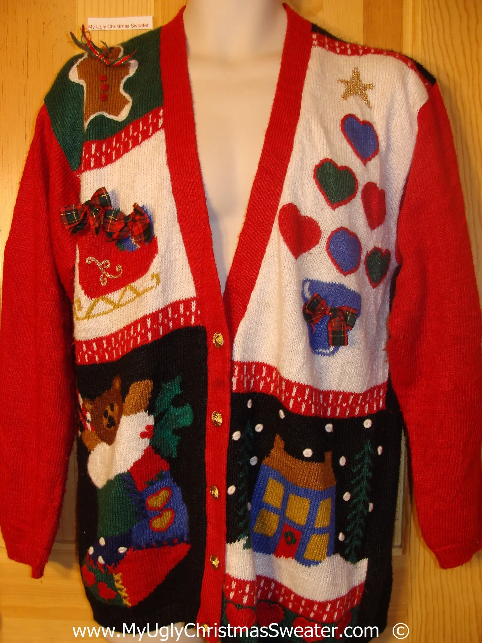 Bears and 3D Bows Cheesy 80s Christmas Sweater