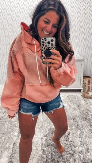 Blush Color Block Hoodie