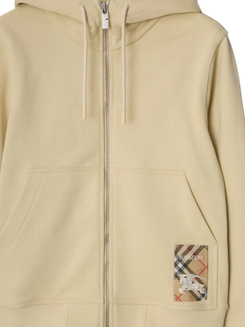 BURBERRY - Women Check Label Zip-Thru Hoodie