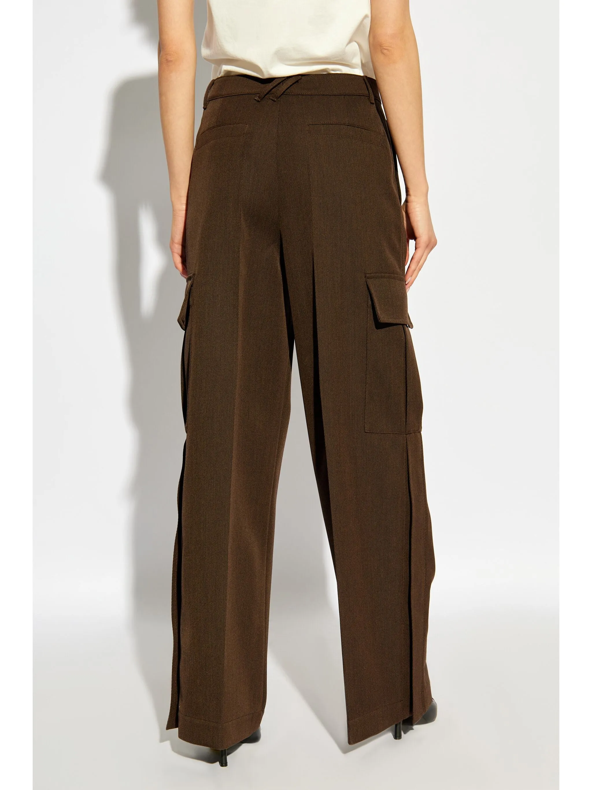 BURBERRY - Women High Waisted Cargo Wide Leg Trousers