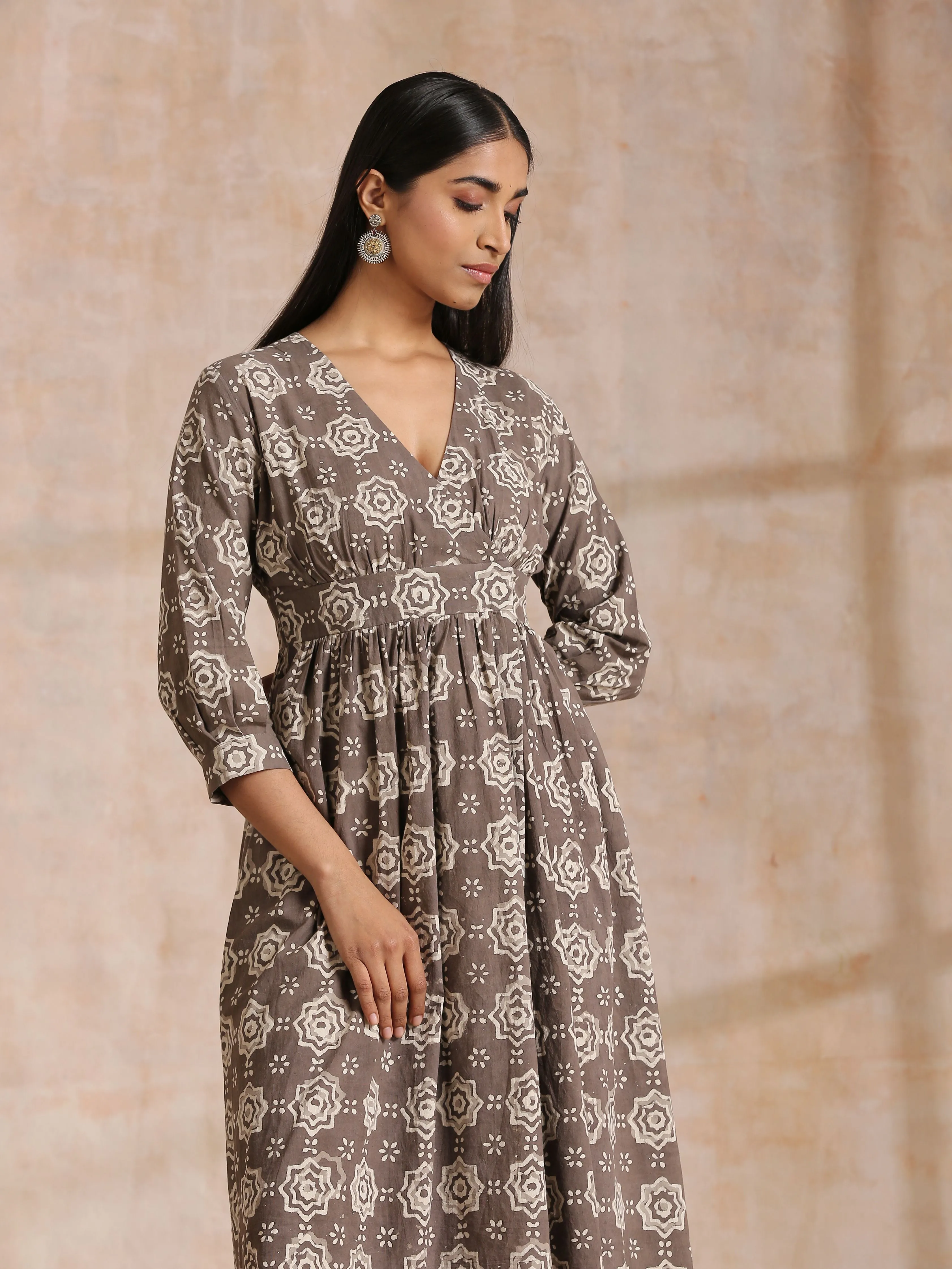 Clay Dabu Overall Print Cotton Wrap Dress