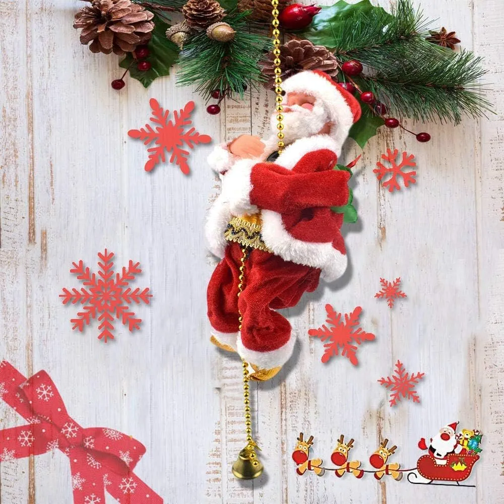 Climbing Santa Claus Christmas Ornament - Climbing Santa with Light Music Indoor and Outdoor Christmas Decor