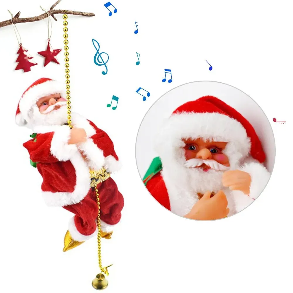 Climbing Santa Claus Christmas Ornament - Climbing Santa with Light Music Indoor and Outdoor Christmas Decor