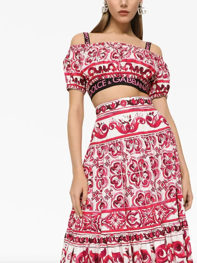 Dolce & Gabbana Majolica-print poplin crop top