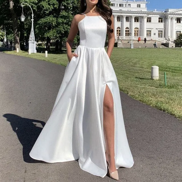 DressBetty - Women Sexy Sequin Cross One Shoulder Dress Elegant Ladies Wedding Guest Dress Party Bridesmaid Infinity White Robe Longue Femme