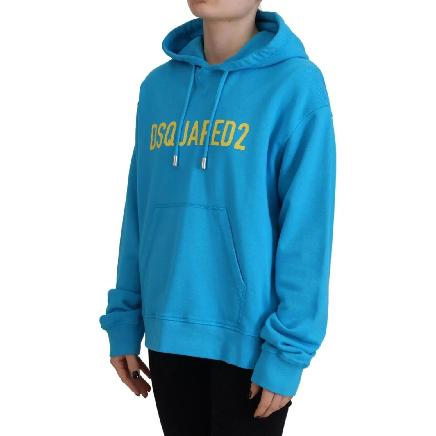 Dsquared² Blue Logo Print Cotton Hoodie Sweatshirt Sweater