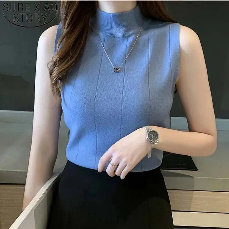 Fashion Sleeveless Solid Women Blouse