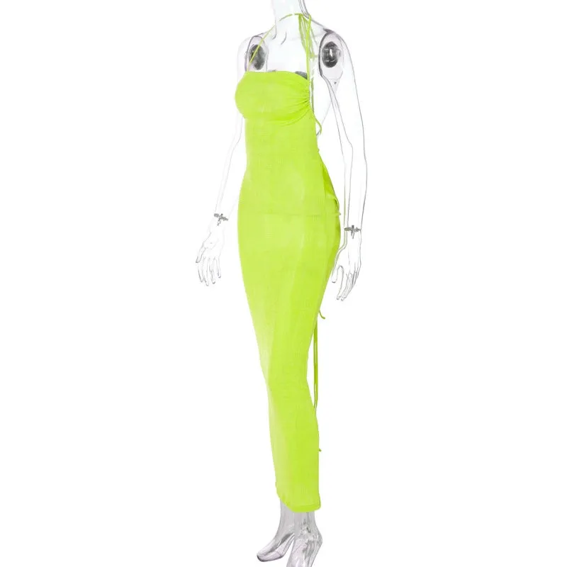 Fashion Women Green Backless Dress Sexy Party Dress