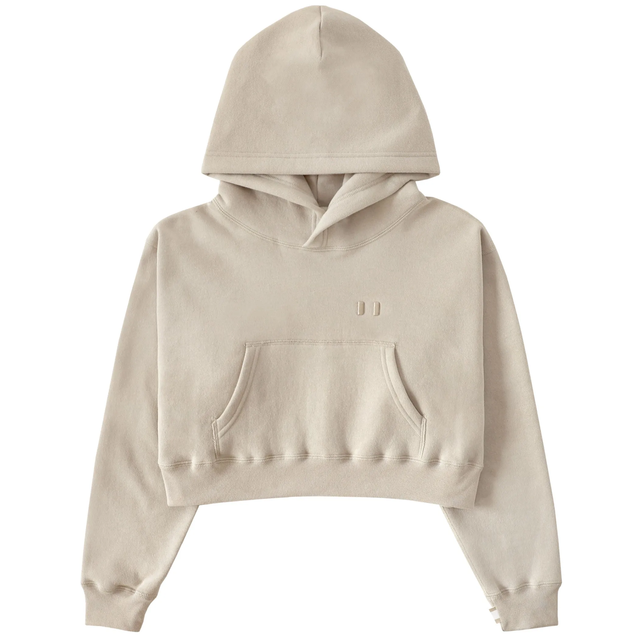 Flag Fleece Crop Hoodie Sand