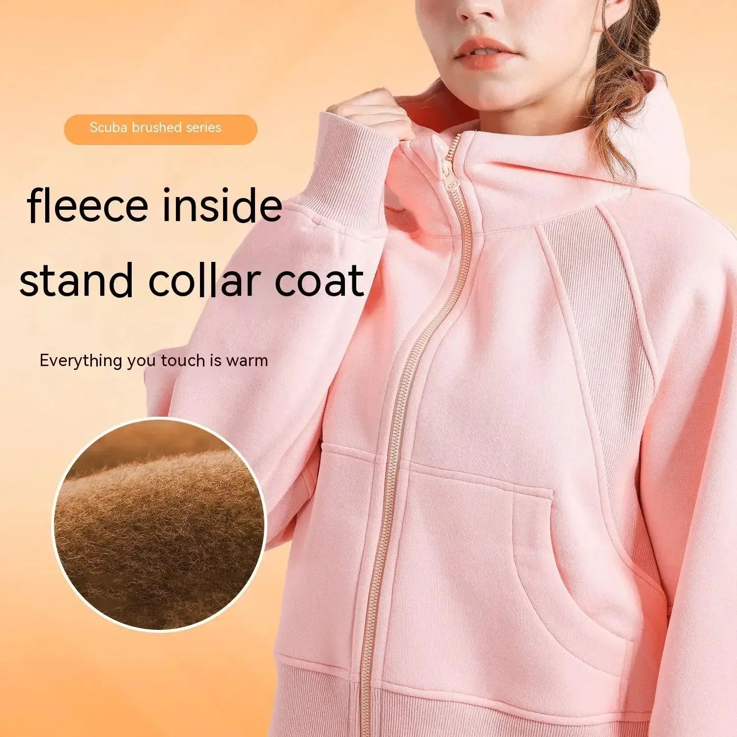 Fleece-lined Yoga Clothes Hooded Sweater Loose Thick Casual Zipper Sports Hoodie