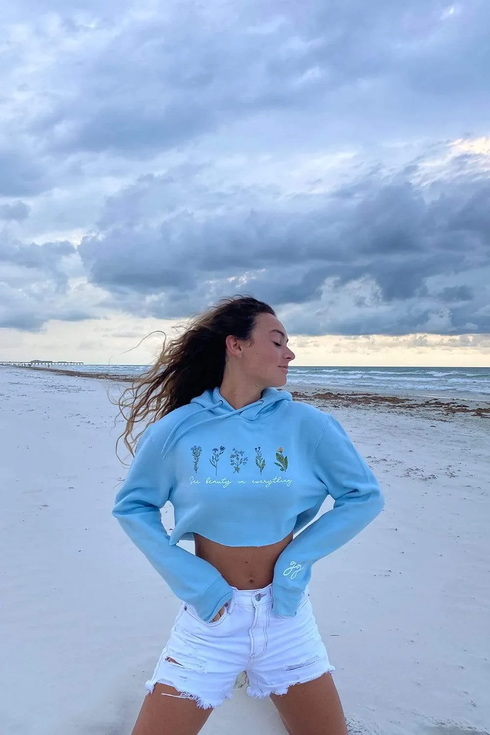 Gabbie Gonzalez 'See Beauty' Blue Crop Hoodie