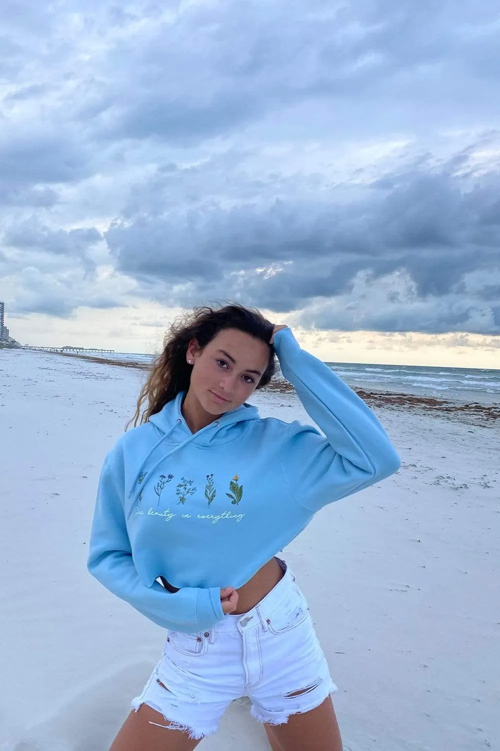 Gabbie Gonzalez 'See Beauty' Blue Crop Hoodie