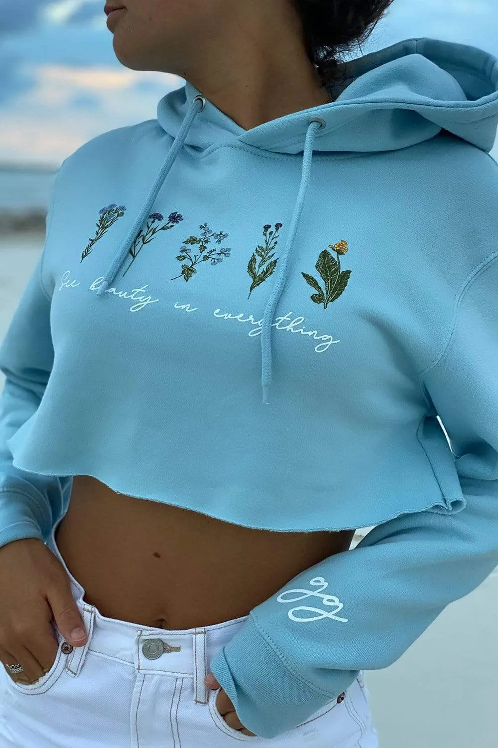 Gabbie Gonzalez 'See Beauty' Blue Crop Hoodie