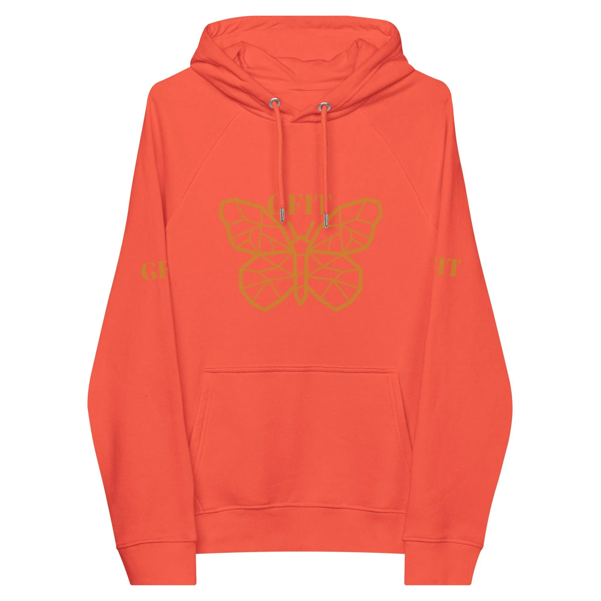 Golden Butterfly Unisex Eco Raglan Hoodie - Burnt Orange