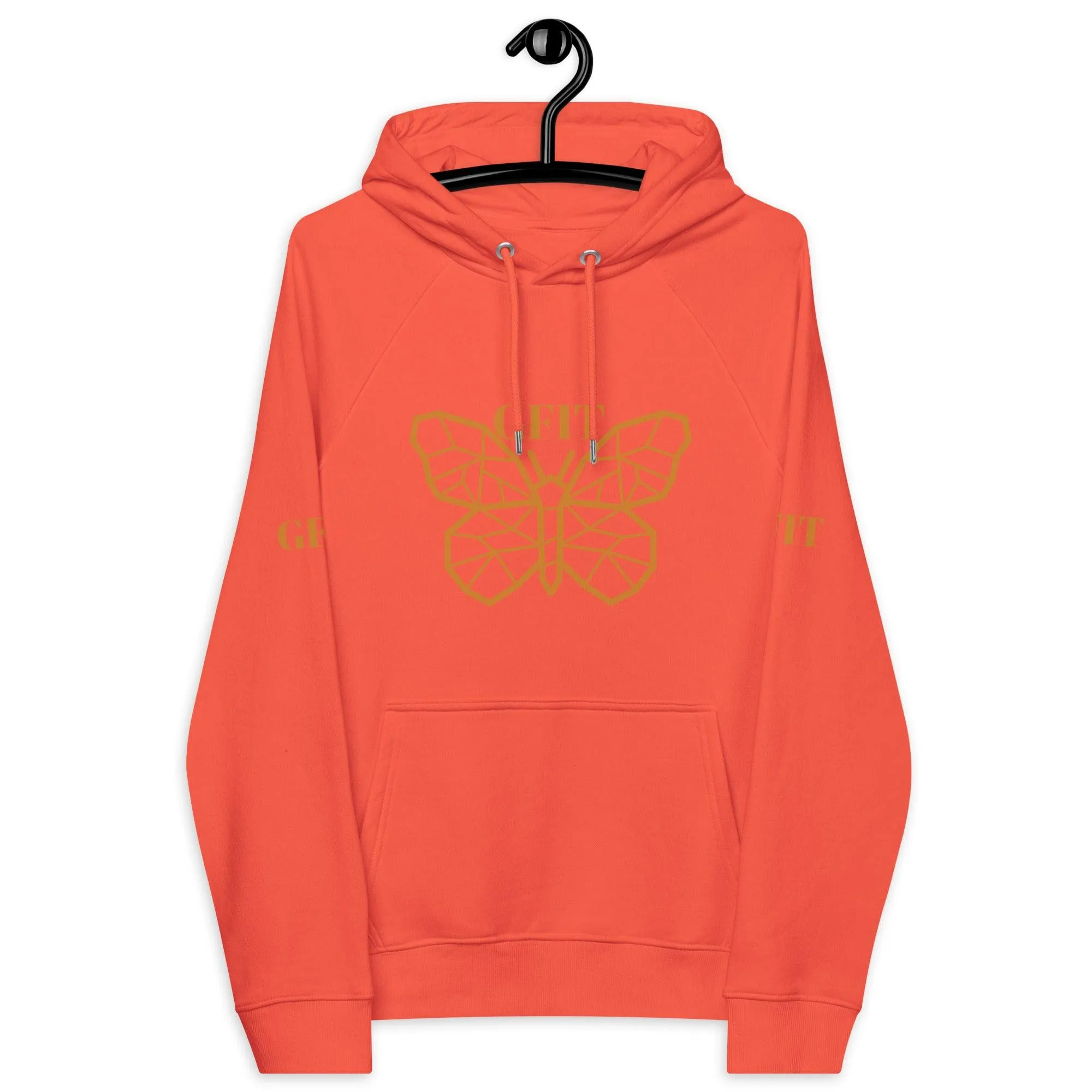 Golden Butterfly Unisex Eco Raglan Hoodie - Burnt Orange