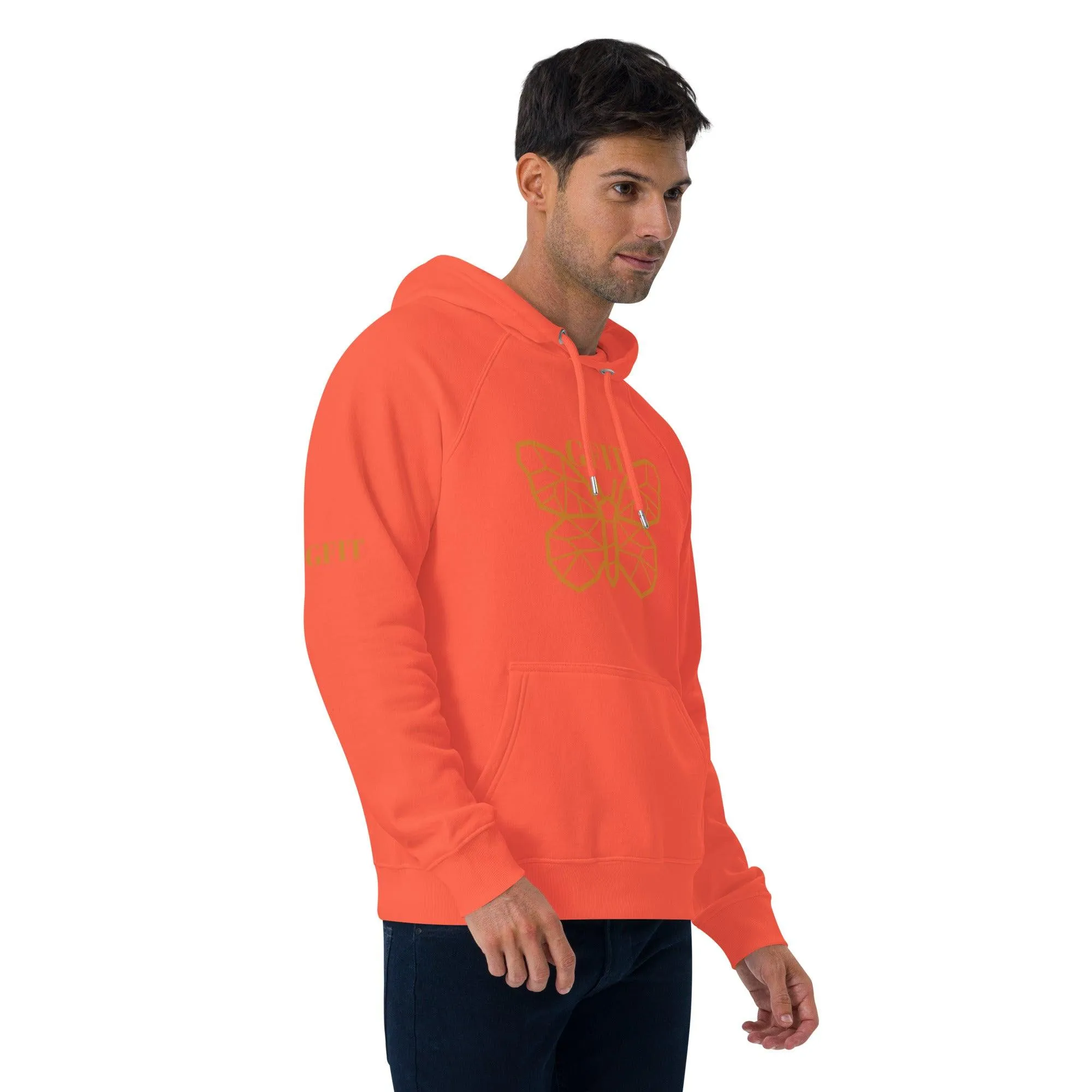 Golden Butterfly Unisex Eco Raglan Hoodie - Burnt Orange