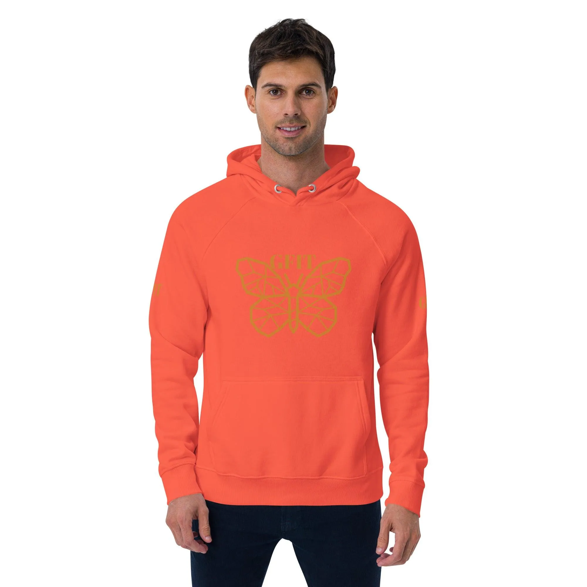 Golden Butterfly Unisex Eco Raglan Hoodie - Burnt Orange