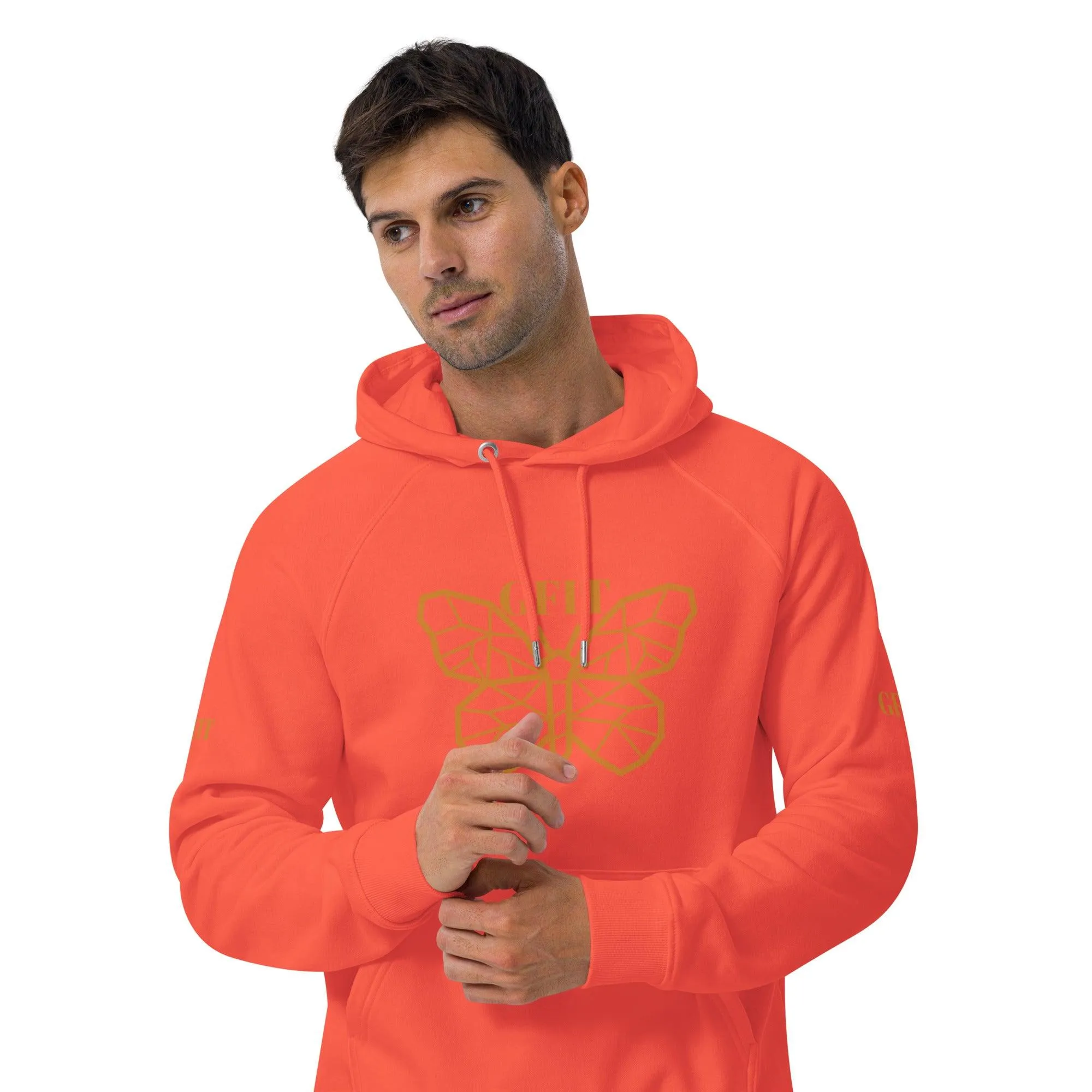 Golden Butterfly Unisex Eco Raglan Hoodie - Burnt Orange