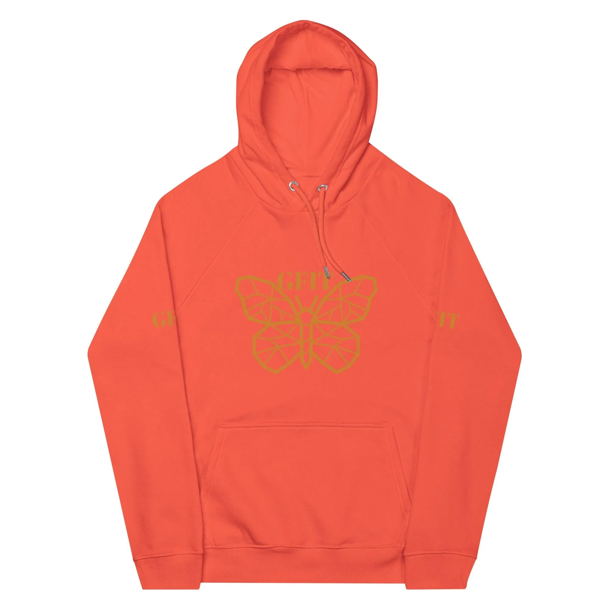 Golden Butterfly Unisex Eco Raglan Hoodie - Burnt Orange