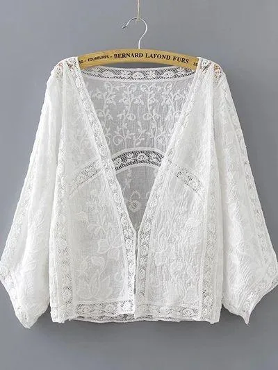 Hand-cut Crocheted Blouses Lace Shirts Thin Sunscreen Shirts Knitted Shirts and Cardigans