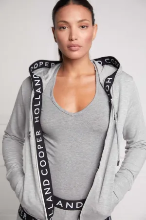 Holland Cooper Zip Lounge Ladies Hoodie Sweatshirt in Grey Marle