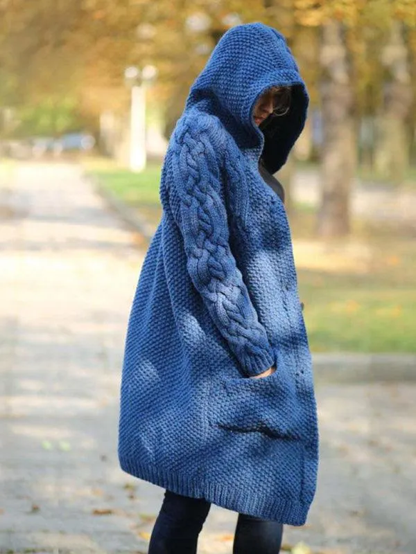 Hooded Long  Women Cardigan Sweater