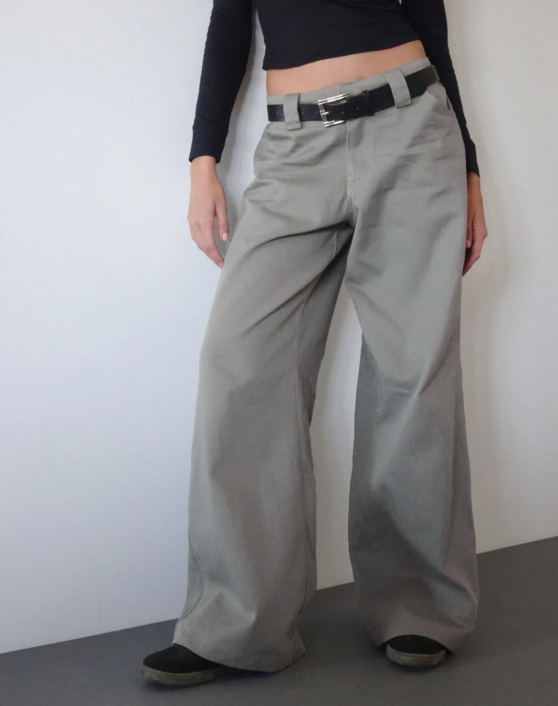 Kaomy Wide Leg Trouser in Slate Green