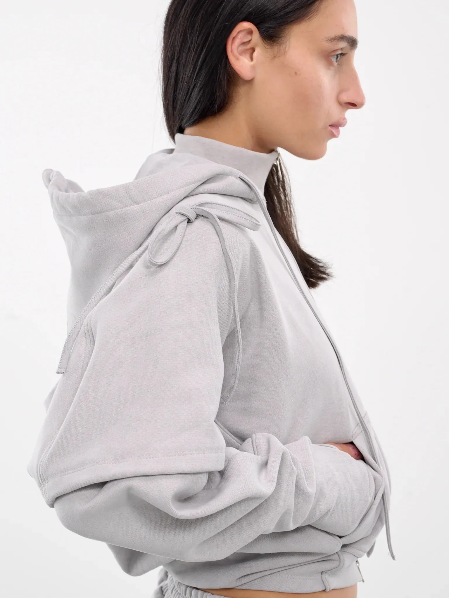 Long Sleeve Cropped Asymmetrical High Neck Hoodie