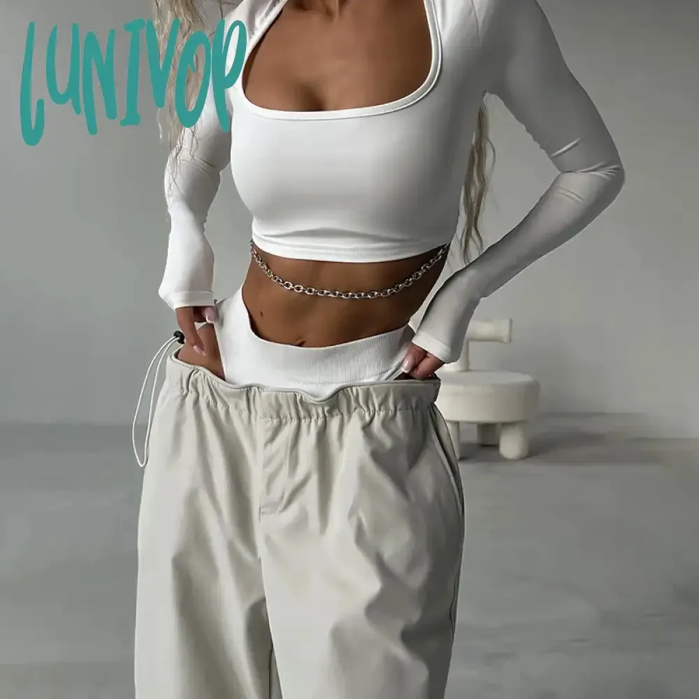 Lunivop Cargo Pants Baggy Wide Leg Straight Trousers  Women Drawstring Joggers Streetwear Y2k Summer Casual Oversized Sweatpant