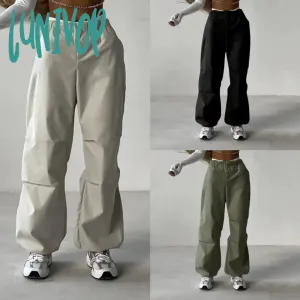 Lunivop Cargo Pants Baggy Wide Leg Straight Trousers  Women Drawstring Joggers Streetwear Y2k Summer Casual Oversized Sweatpant