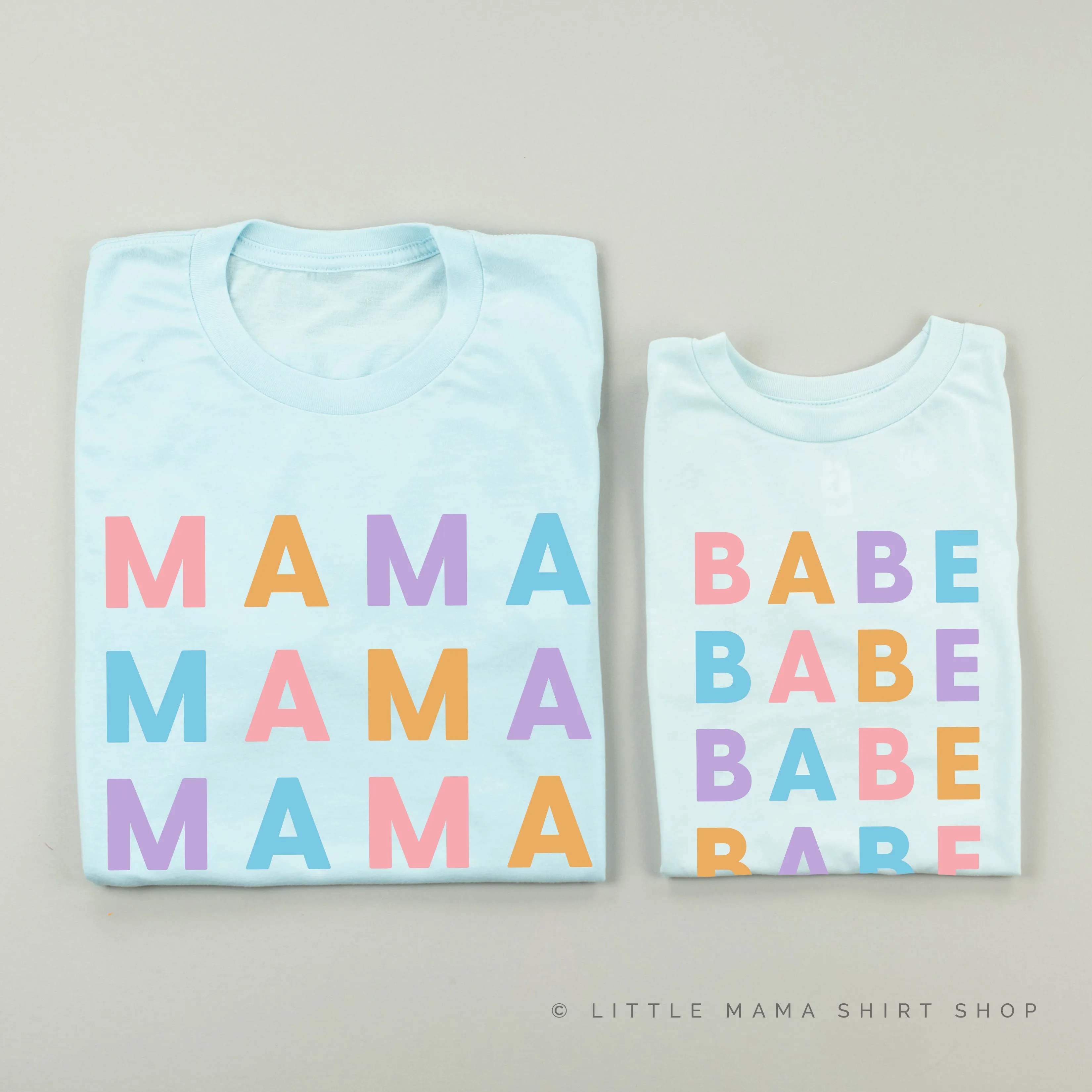 MAMA/BABE x4 - PASTEL DESIGNS - Set of 2 Matching Shirts