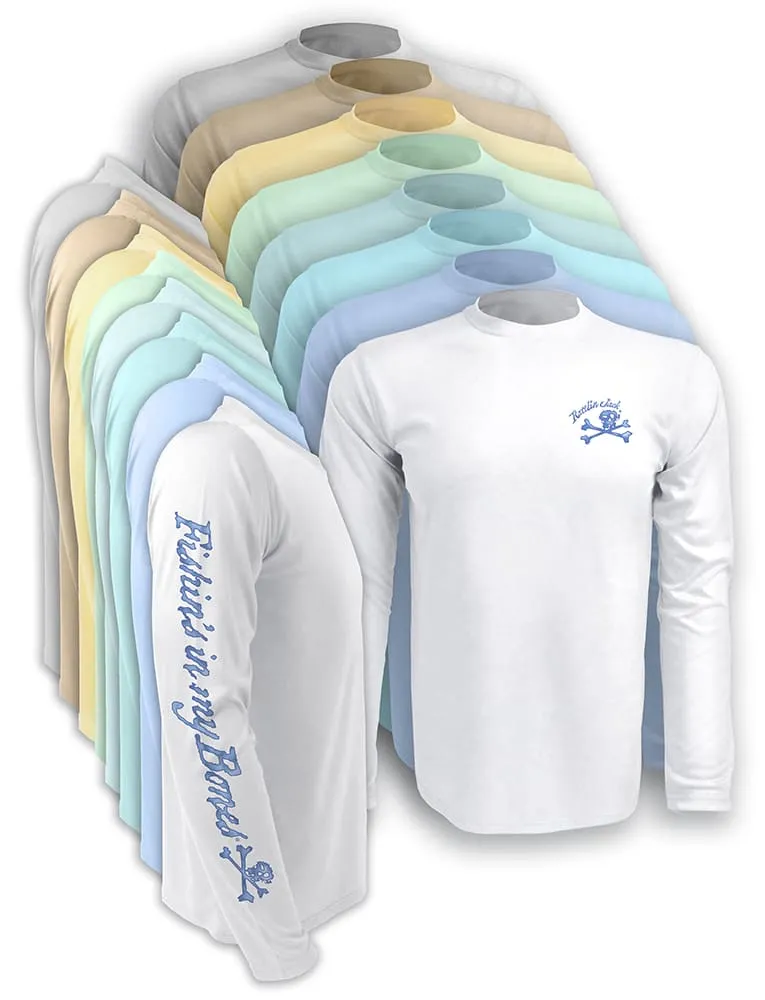 Men's Skull Logo Fishing Shirt with UPF 50 by Rattlin Jack | Long Sleeve | UV Protection | Performance Polyester Rash Guard |