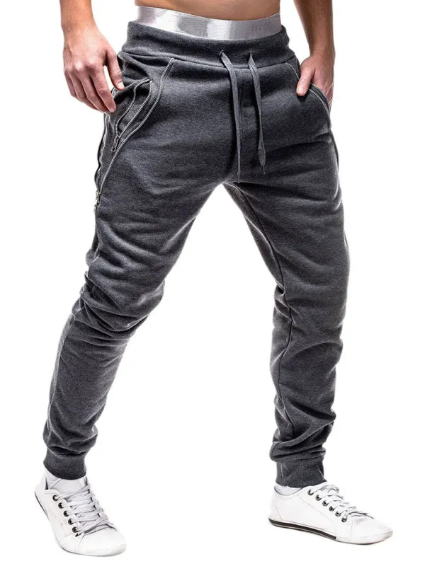 Men's Solid Color Zip Cuff Joggers