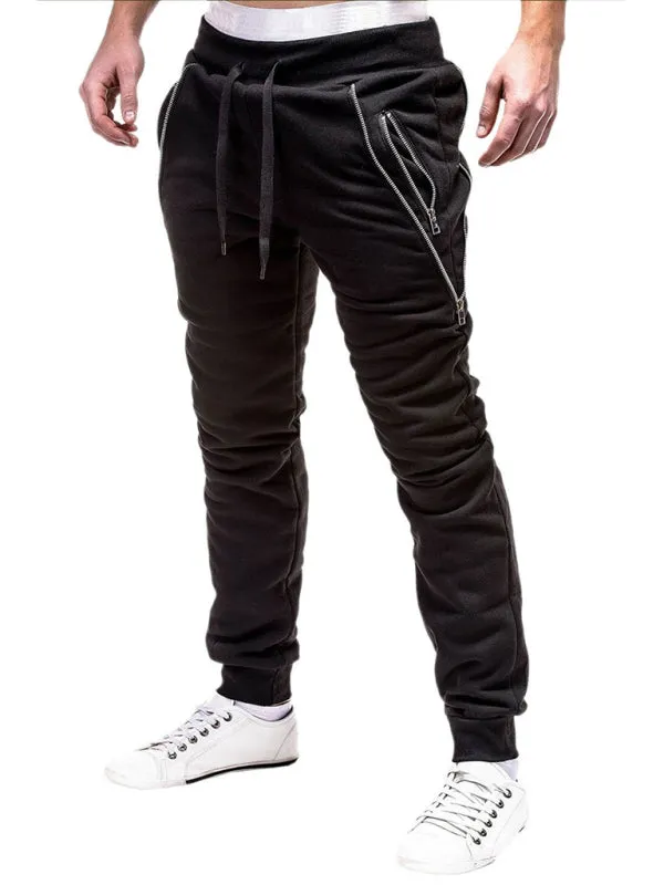 Men's Solid Color Zip Cuff Joggers