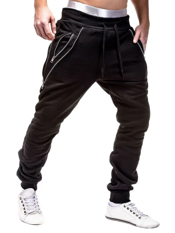 Men's Solid Color Zip Cuff Joggers