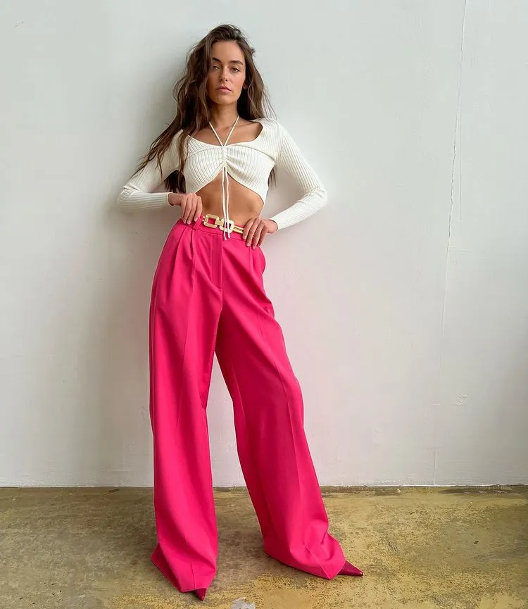 New high waist wide leg trousers