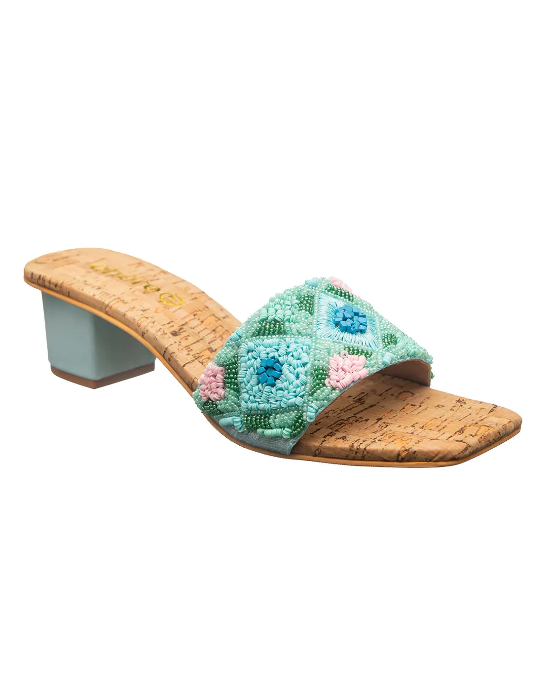 Ocean Hues Embellished Block Heels for Women