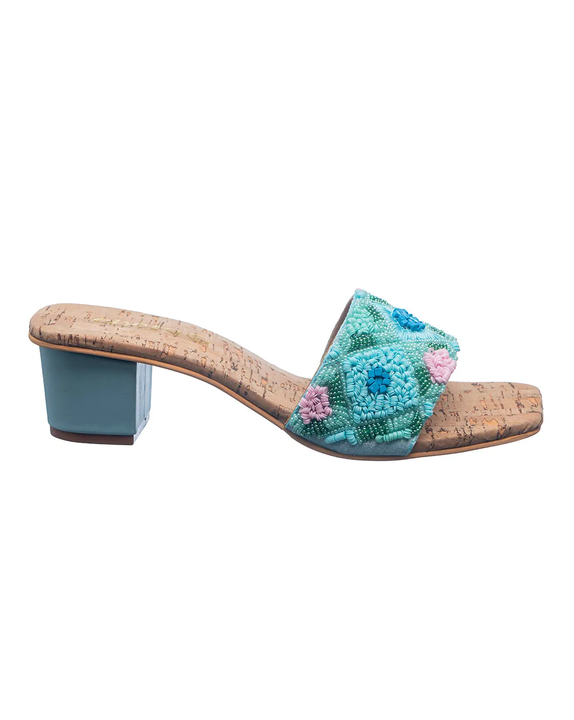 Ocean Hues Embellished Block Heels for Women