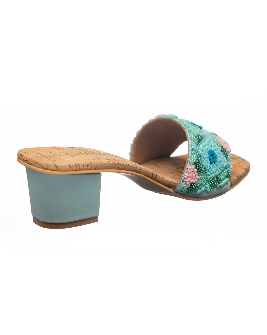 Ocean Hues Embellished Block Heels for Women