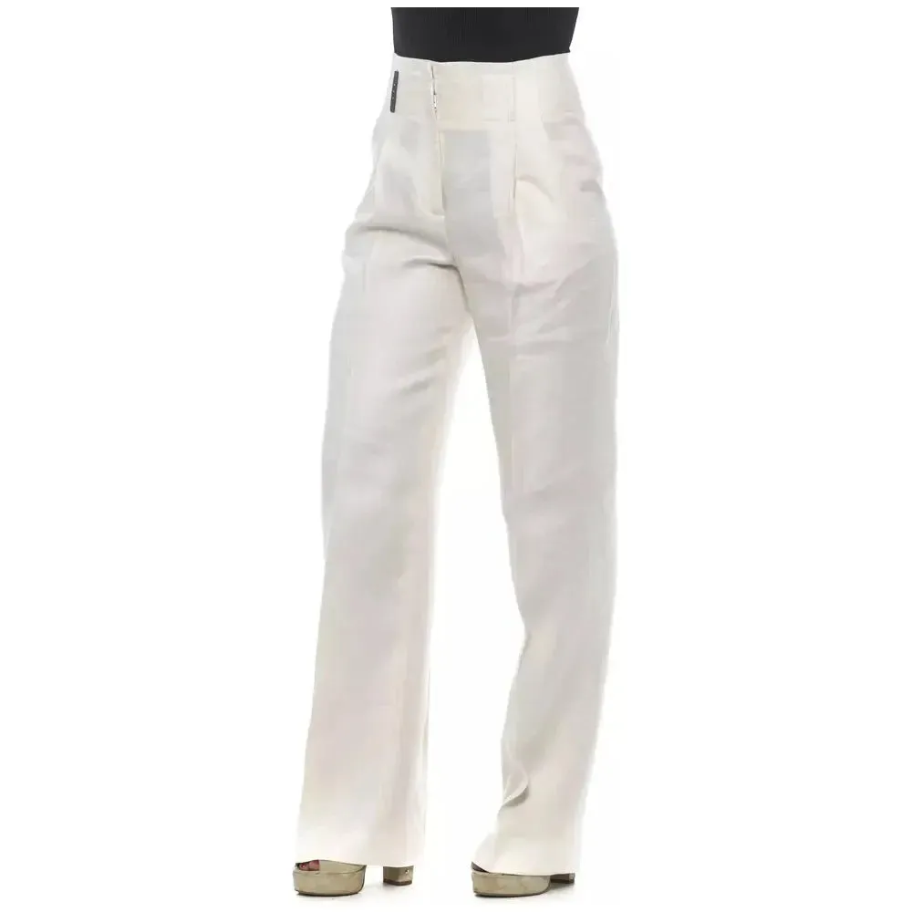 Peserico Elegant High-Waisted Flax Palazzo Pants