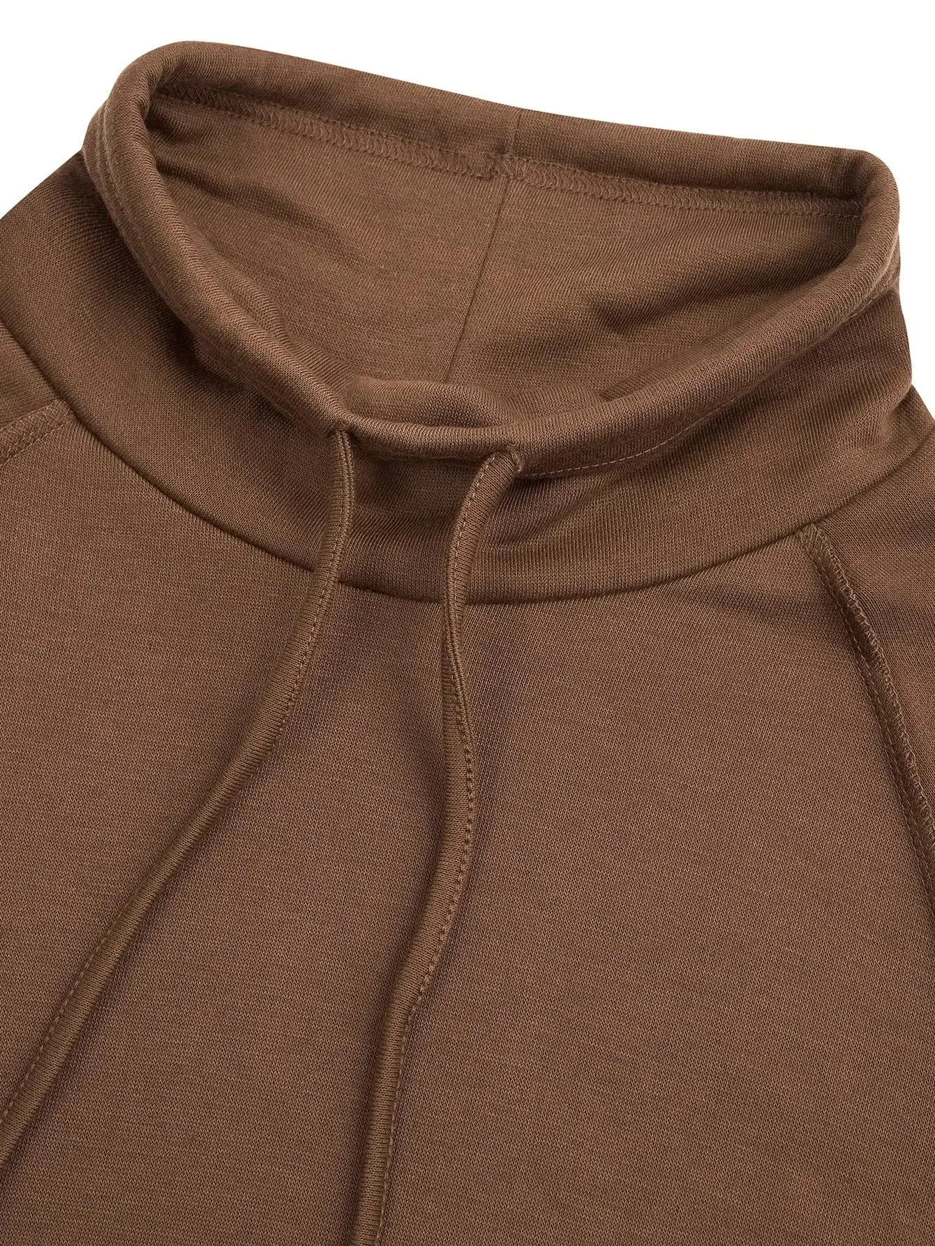 Solid Color Turtleneck Patchwork Loose Hoodie